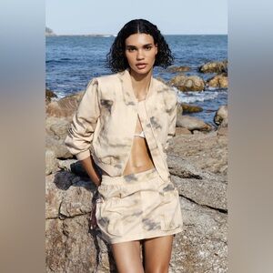 ZARA CARGO SET Stylish Camo Jacket and Mini Skirt Size S NWT